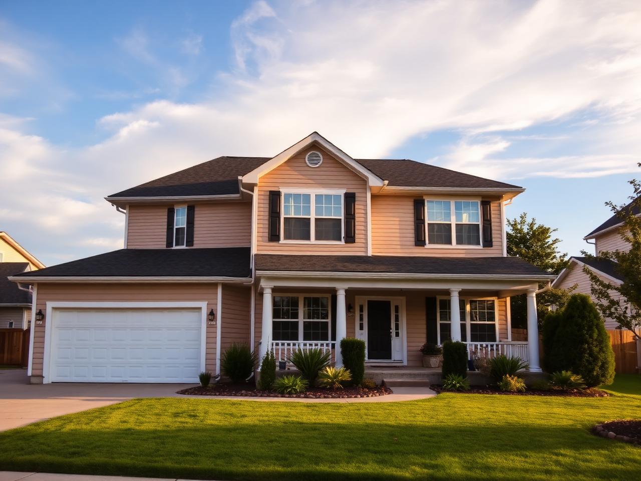Well-maintained two-story home exterior with fresh paint and crisp trim